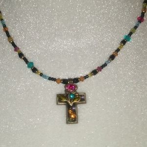 Michal Golan cross necklace with Swarovski crystals